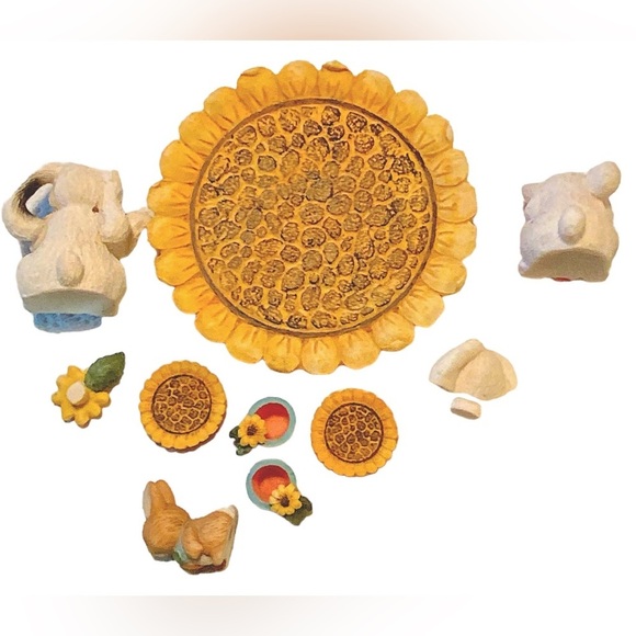 Vintage Tea Set Young’s 1996 Miniature Bunny Sunflower Tray 1996 Retro 8 Pieces - Picture 11 of 16